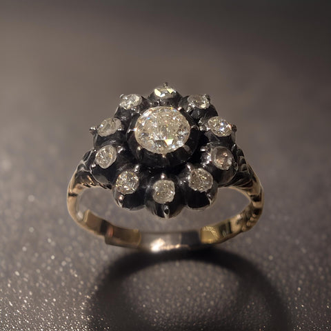 Antik Ring 14Kt Gelbg. & Moisanitsteinen